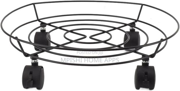 Black Metal Plant Stand Trolley With Rolling Wheels. - thumbnail 7