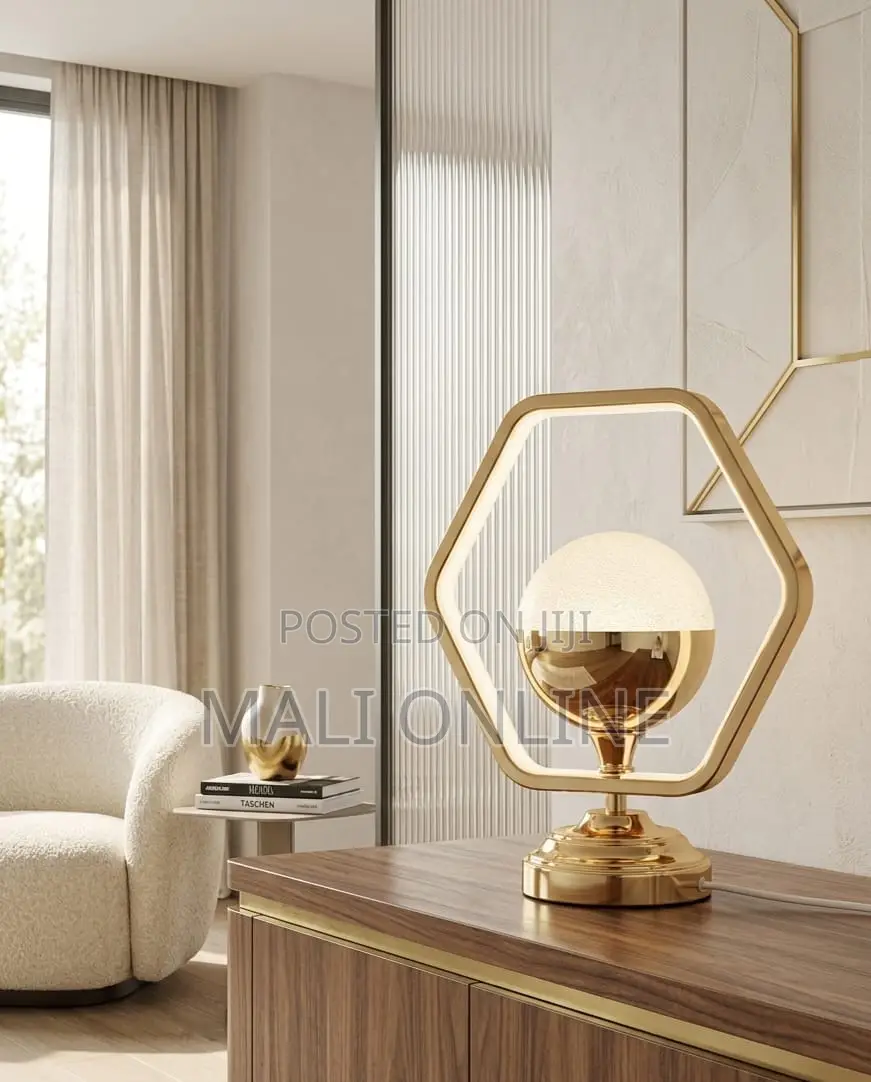 Nordic Hexagon Table Lamp Led Desk Light Gold Minimalist Eye Prot