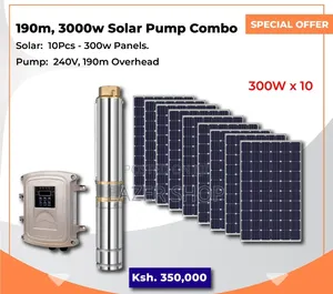 190m,3000w Solar Pump Combo