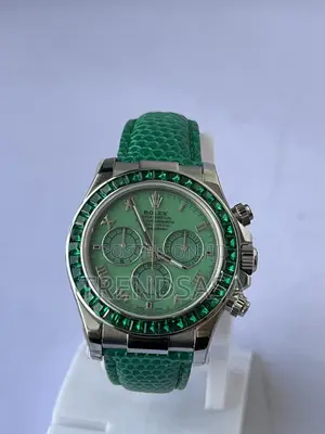 Rolex Daytona Green Dial Emerald Bezel Lizard Pattern Green Leather