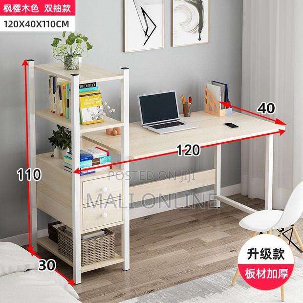 Minimalist Workstation Desk 1.2m White Study Table With Shelves - thumbnail 2