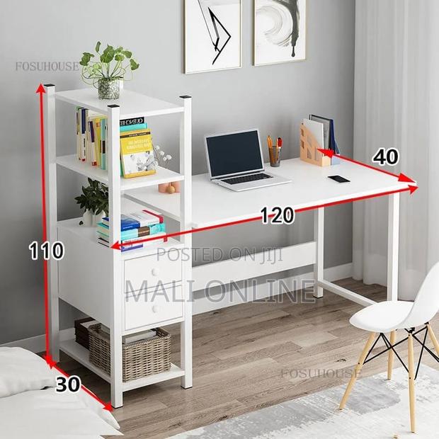 Minimalist Workstation Desk 1.2m White Study Table With Shelves - thumbnail 3
