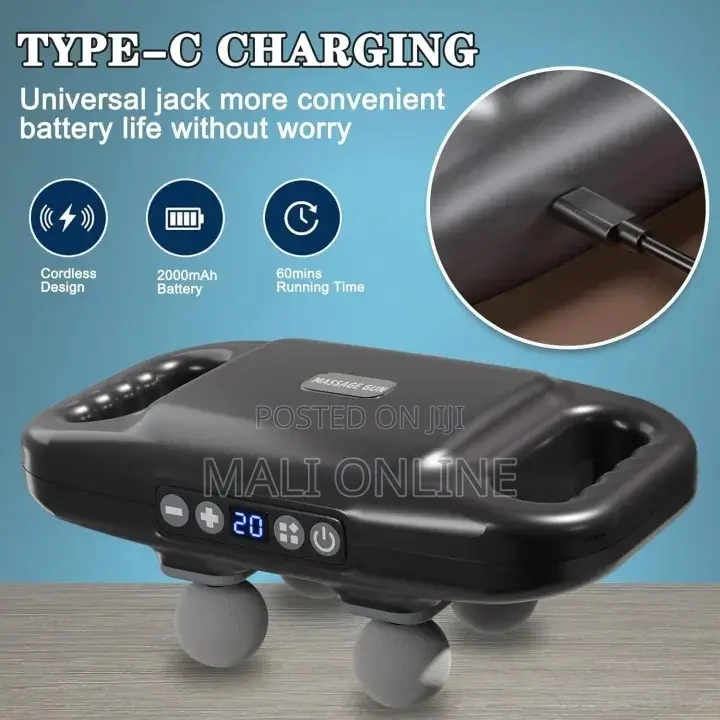 4 Head Massage Gun Deep Tissue Massager 20 Intensities 6 Modes Recharg