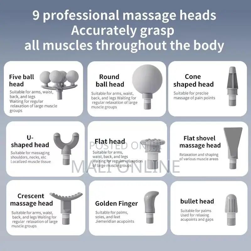 Photomassage Gun Body Massager Handheld Vibration Device 9 Heads