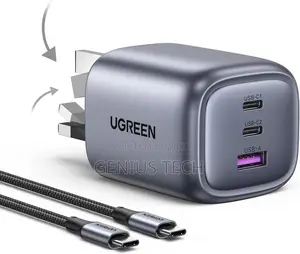 Ugreen Nexode Pro 65w Gan Fast Charger – Uk Plug 2-Port Usb-C + Usb-A