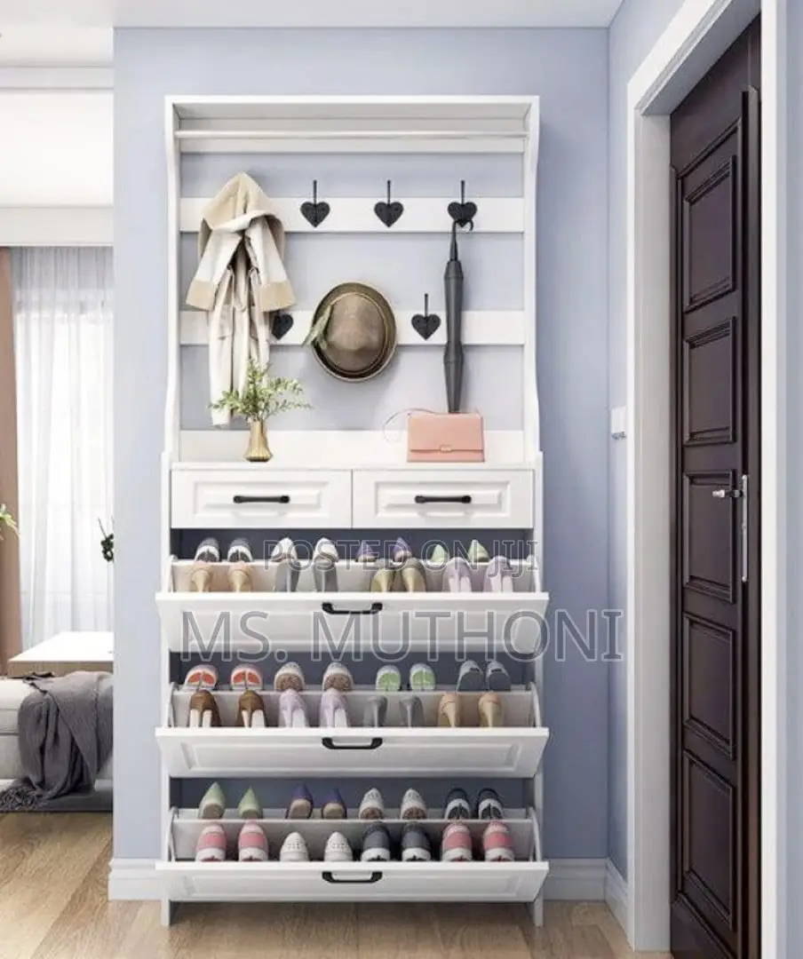 Diy Slim Hallway Shoe Cabinet With a Coats Rack
