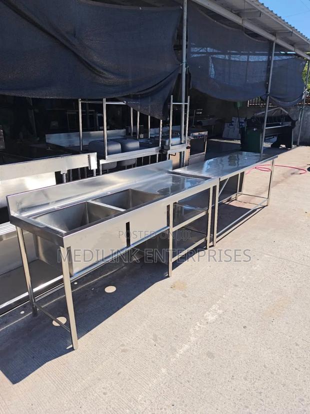 Stainless One Wall Double Washing Sink - main view