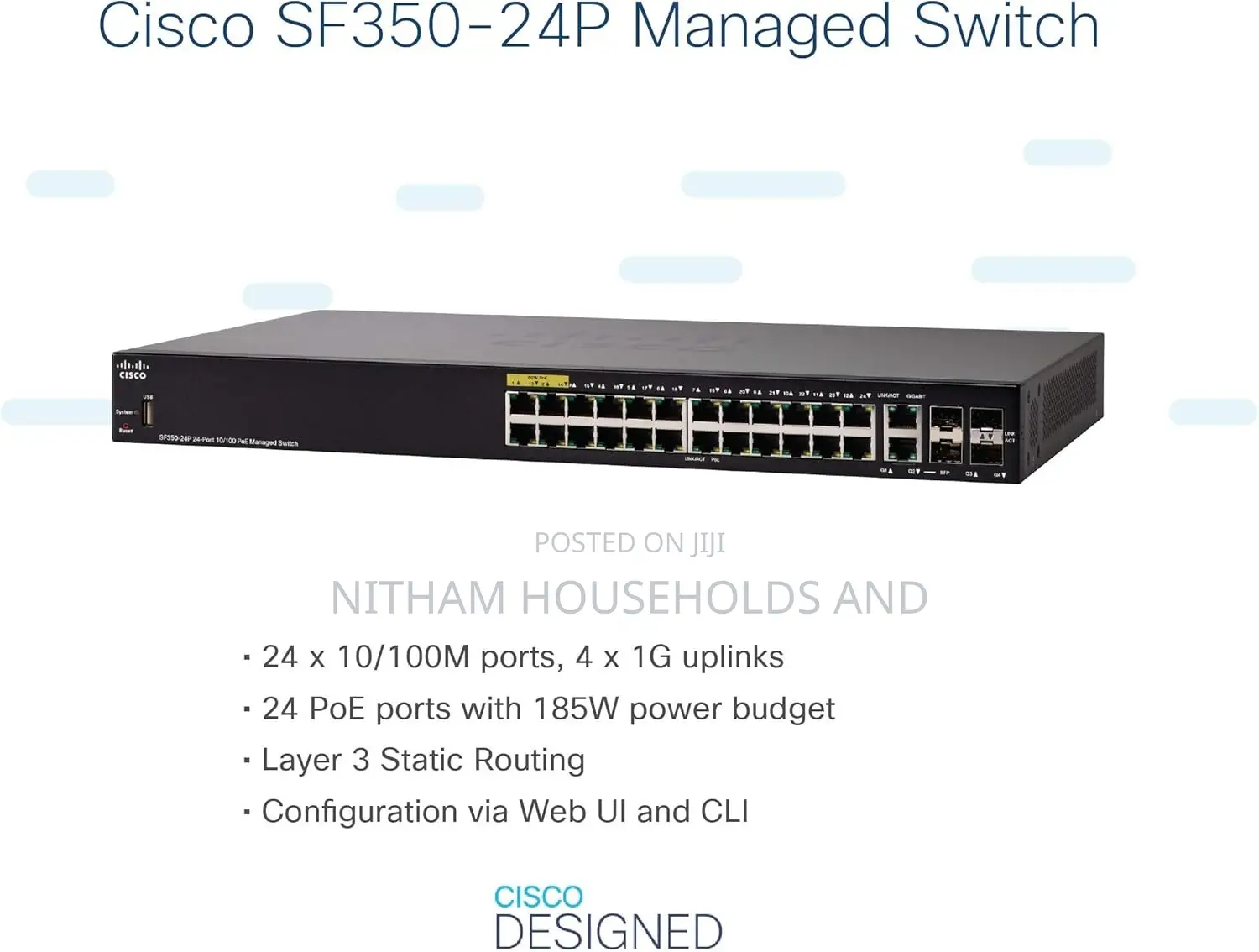 Cisco Sf350-24p 24-Port 10/100 Poe Managed Switch