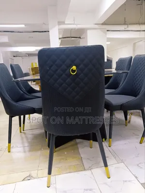 Classic 6-Seater Dining Set With Marble Top Table and Leather Chairs