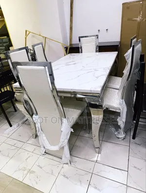 Pure White 6-Seater Dining Table Set. Delivery Available Countrywide.