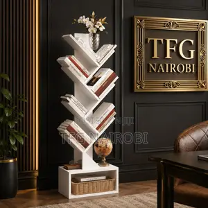 Modern White Tree Bookshelf With Storage Base