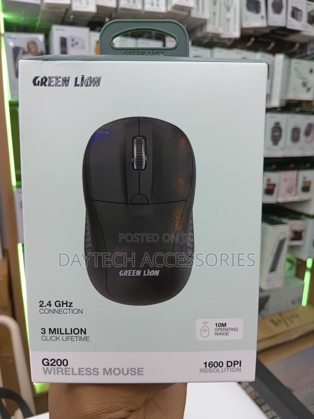 This Is a Green Lion G200 Wireless Mouse in Black.