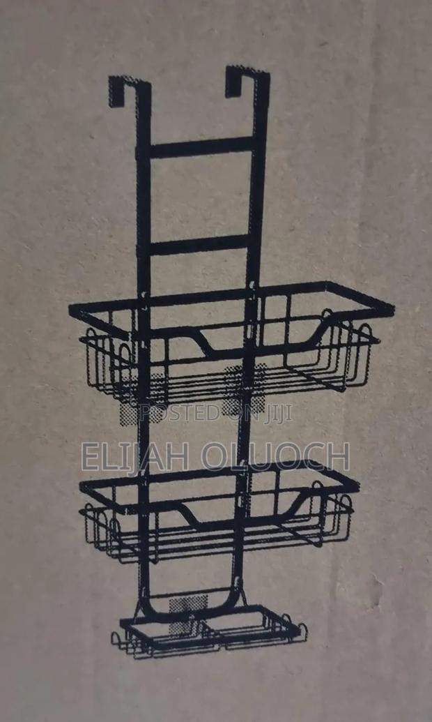 3 Layer Behind the Door Metallic Bathroom Shelf Shower Caddy
