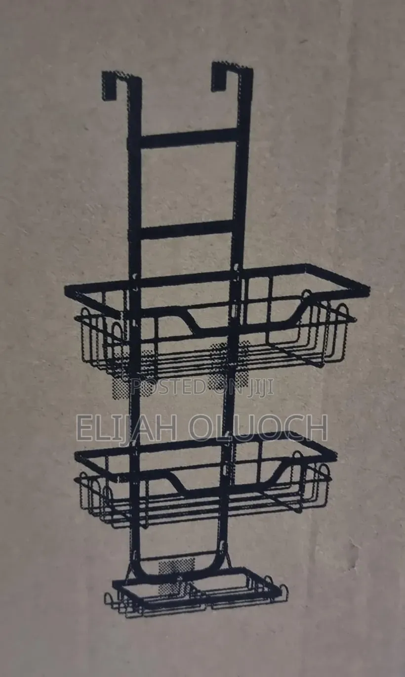 3 Layer Behind the Door Metallic Bathroom Shelf Shower Caddy