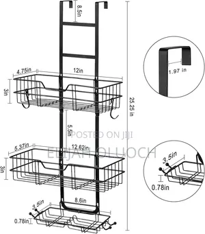 3 Layer Behind the Door Metallic Bathroom Shelf Shower Caddy