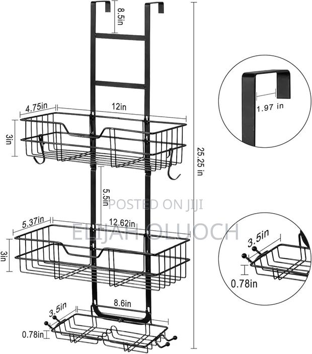 3 Layer Behind the Door Metallic Bathroom Shelf Shower Caddy - thumbnail 3