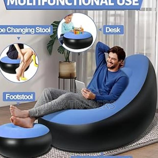 *Restocked *Inflatable Sofa Seat With Foot Stool and Manual Pump - thumbnail 2