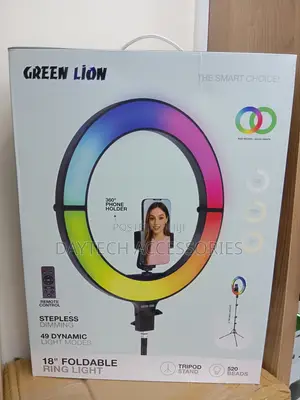 Green Lion 18" Foldable RGB Ring Light With Adjustable Tripod Stand.
