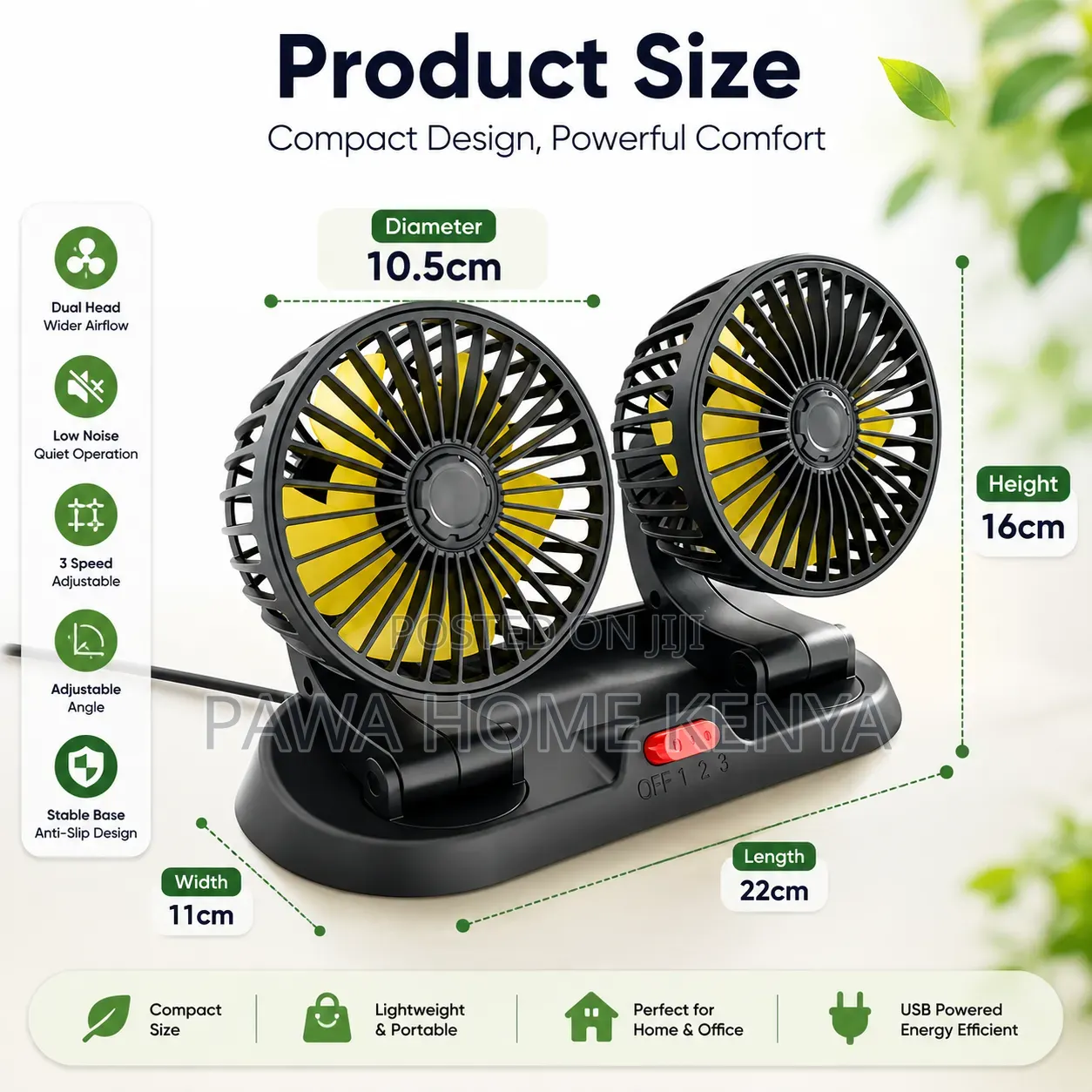 2 Speed Double Headed Vehicle Fan