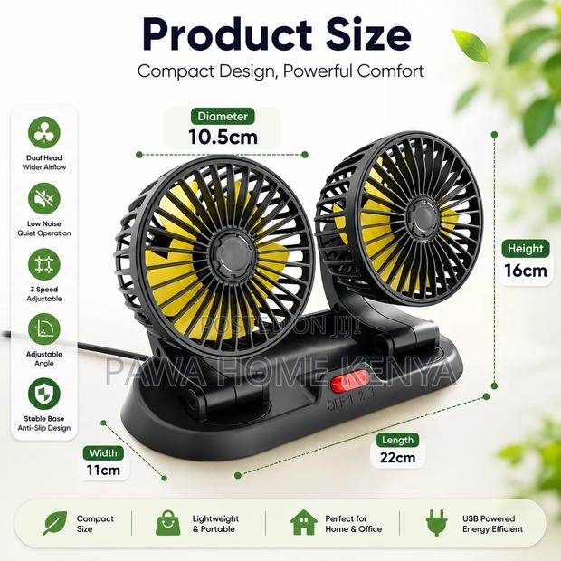 2 Speed Double Headed Vehicle Fan - thumbnail 2