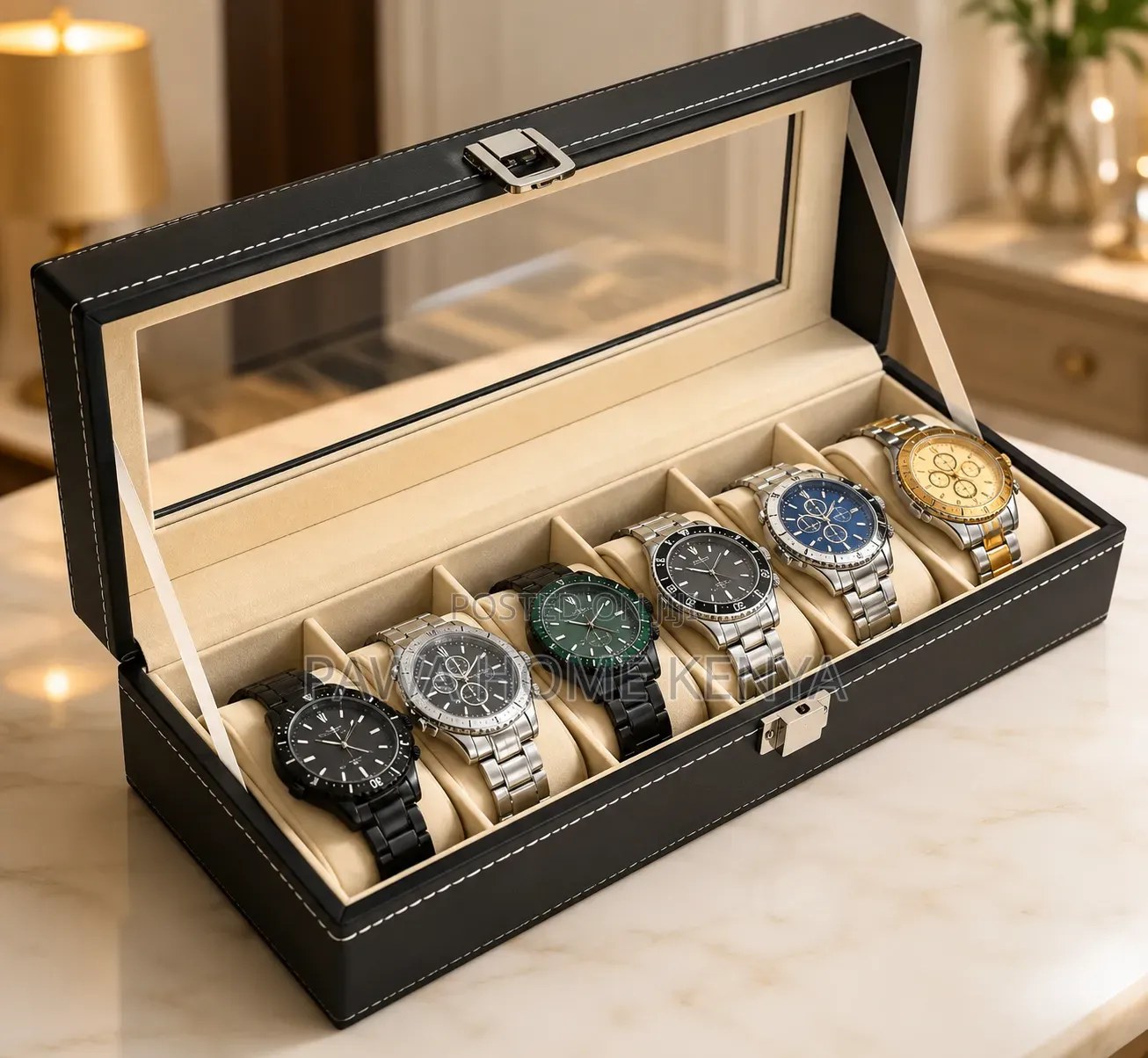 6 Slot Leather Watch Organizer