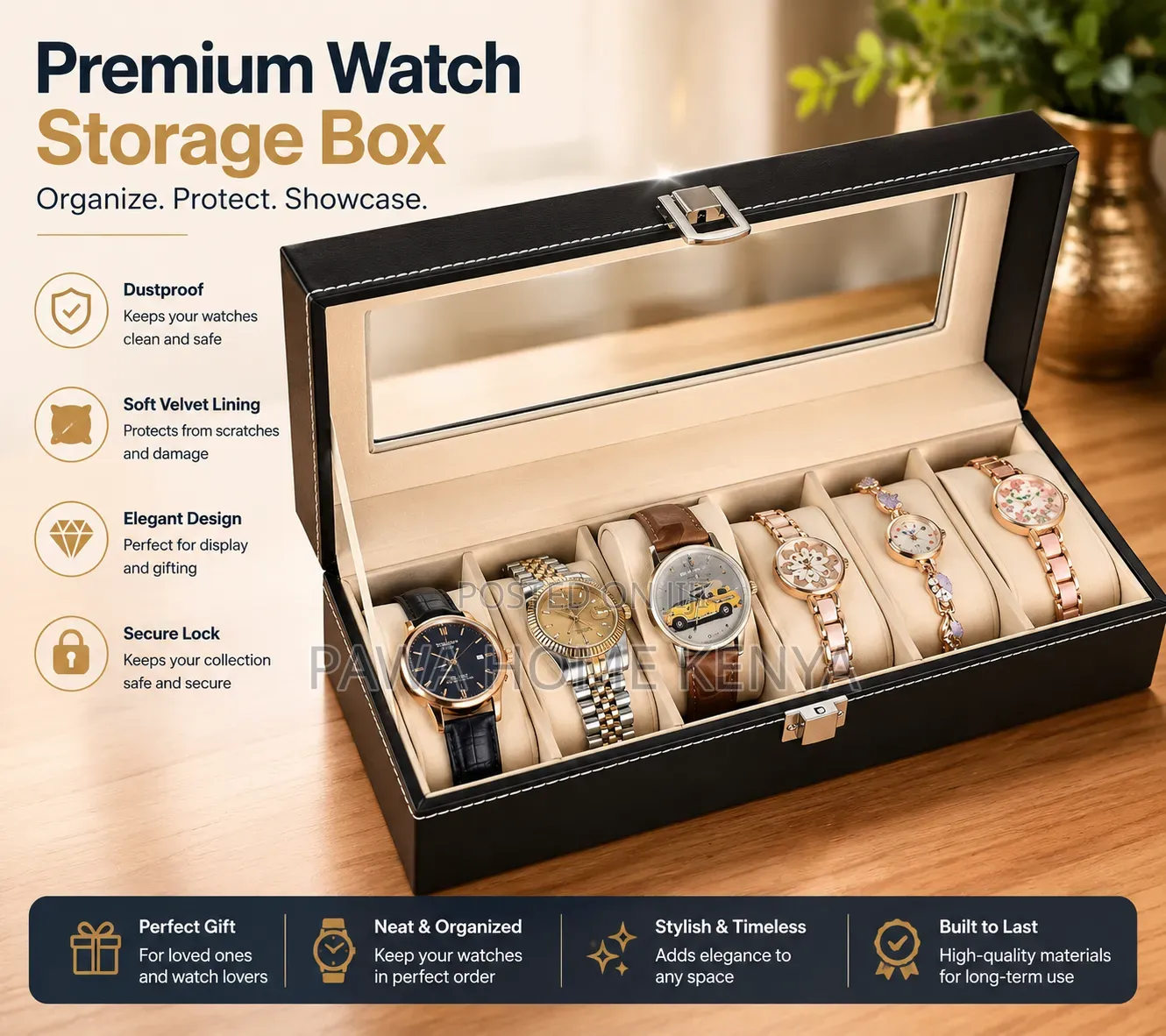 6 Slot Leather Watch Organizer