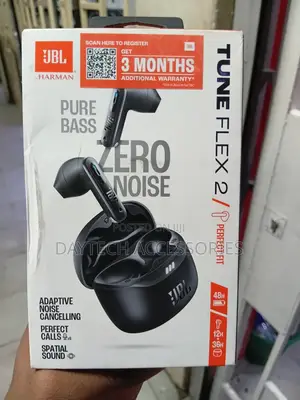 JBL Tune Flex 2 Wireless Earbuds in a Black Charging Case.