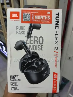 This Is a Pair of JBL Tune Flex 2 True Wireless Earbuds in Black.
