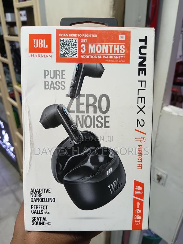 This Is a Pair of JBL Tune Flex 2 True Wireless Earbuds in Black. - thumbnail 2