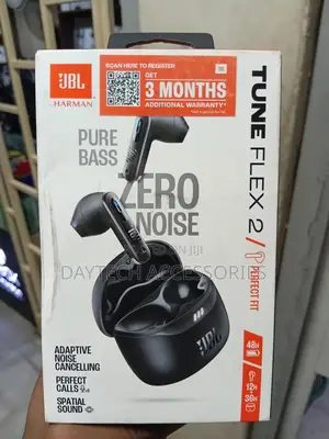 This Is a Pair of JBL Tune Flex 2 True Wireless Earbuds in Black.