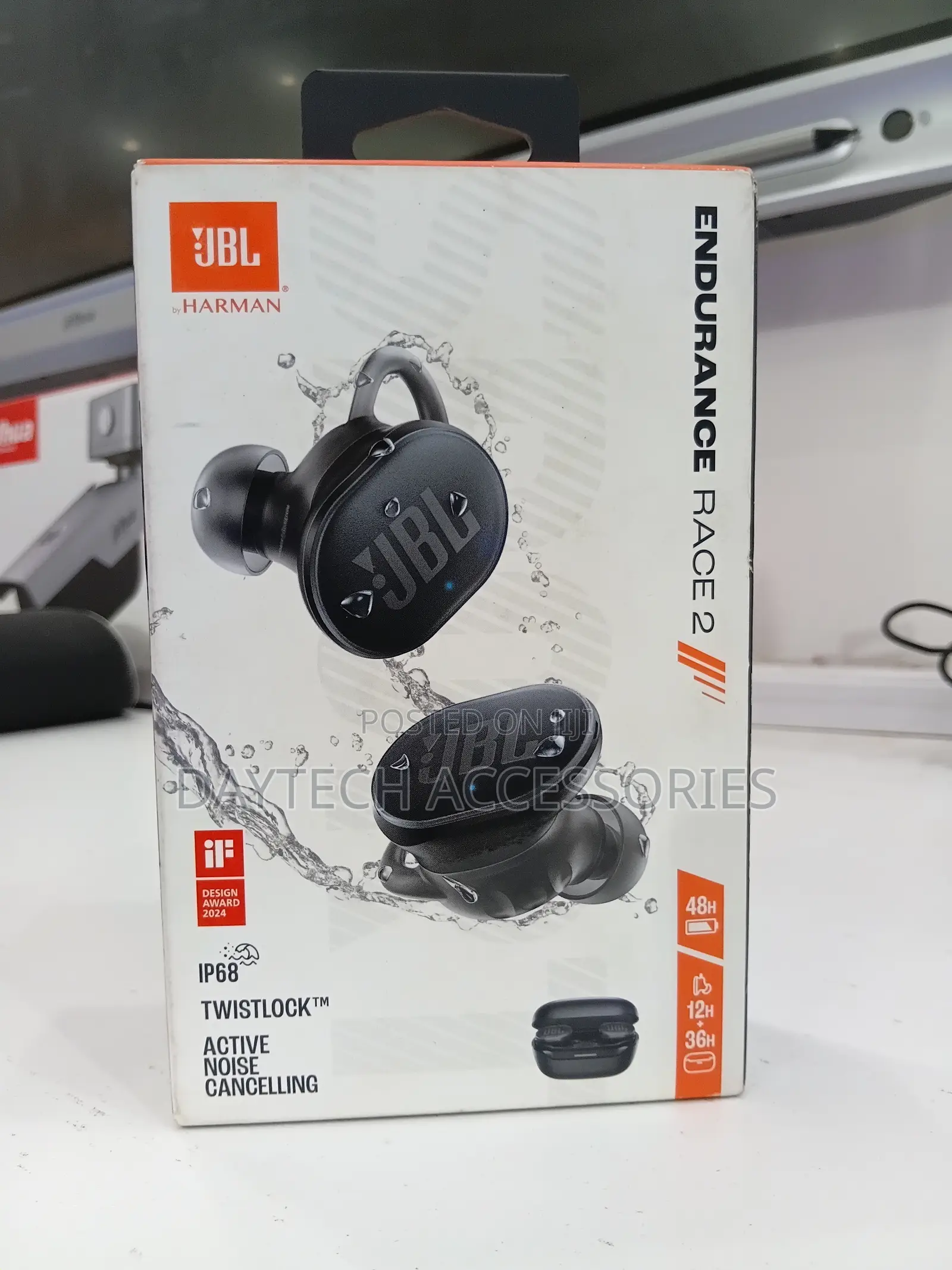 The JBL Endurance Race 2 Waterproof True Wireless Sports Earbuds.