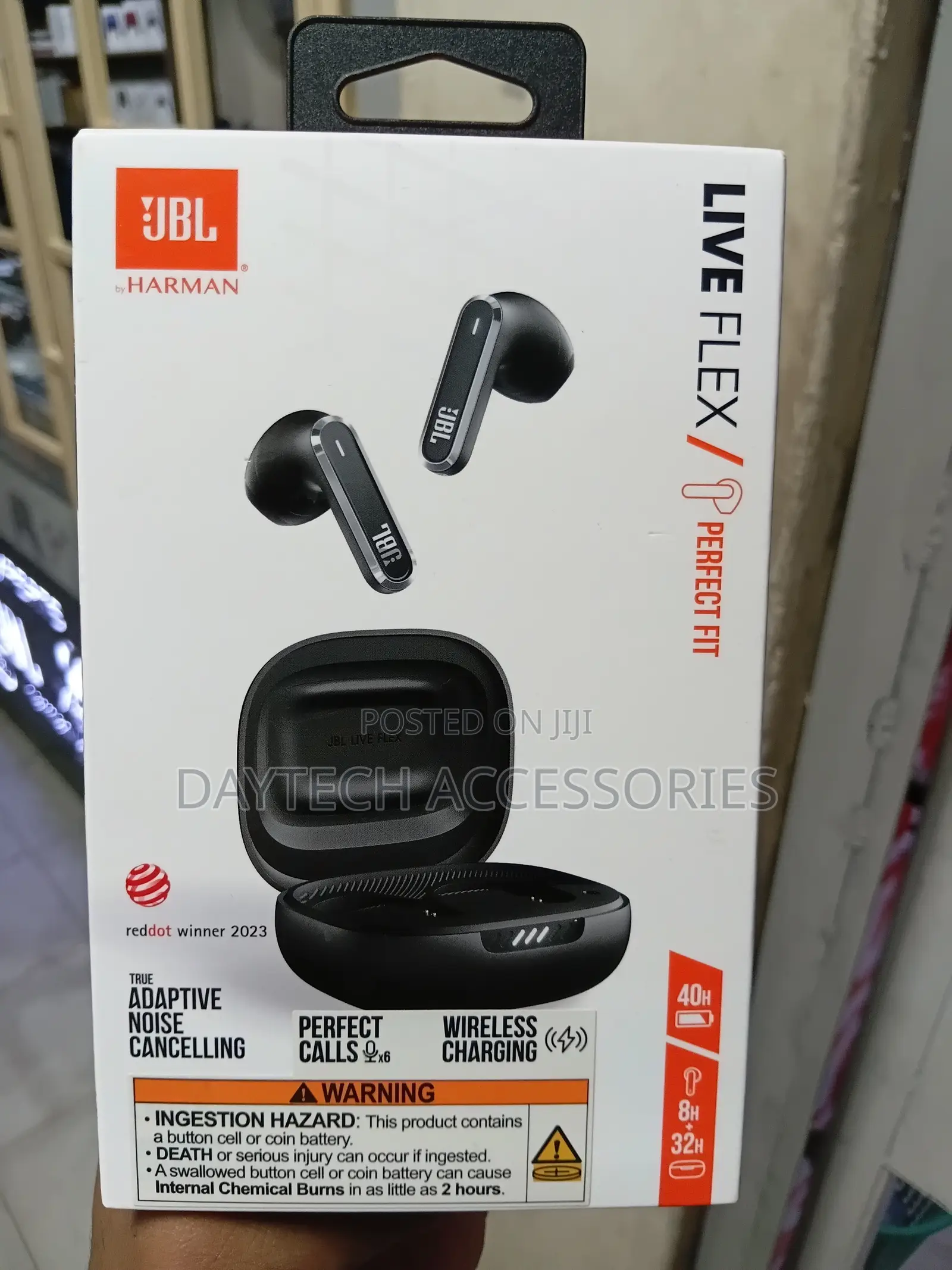 JBL Live Flex in-Ear Bluetooth Earphones.