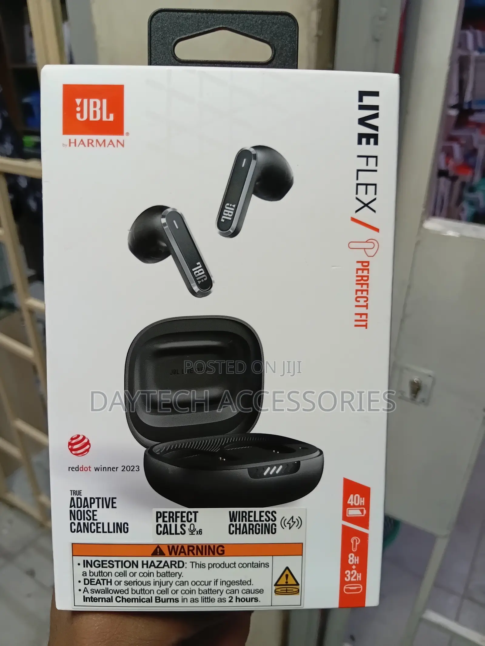 JBL Live Flex in-Ear Bluetooth Earphones.