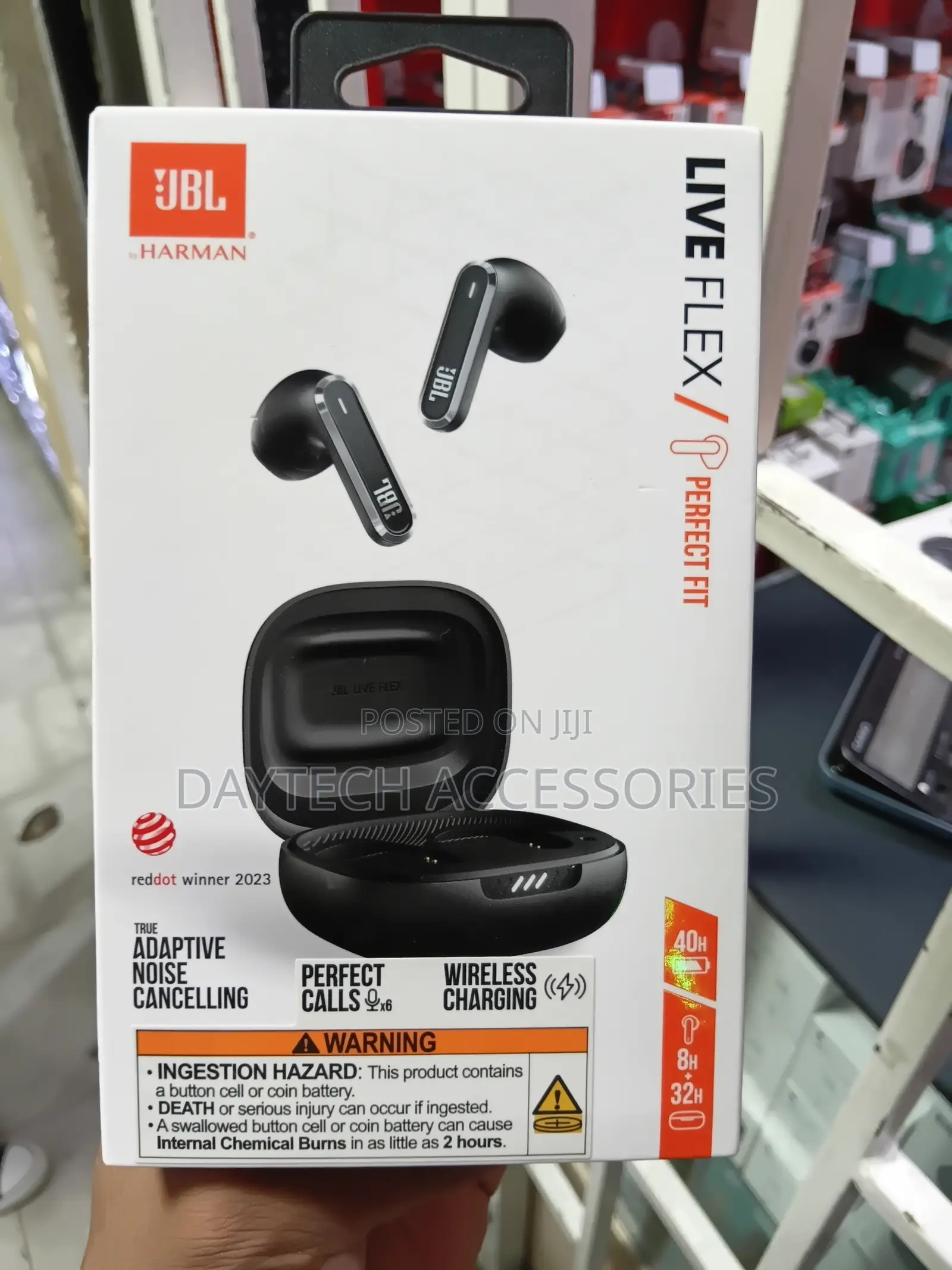 JBL Live Flex Perfect Fit Ear Buds in Black.