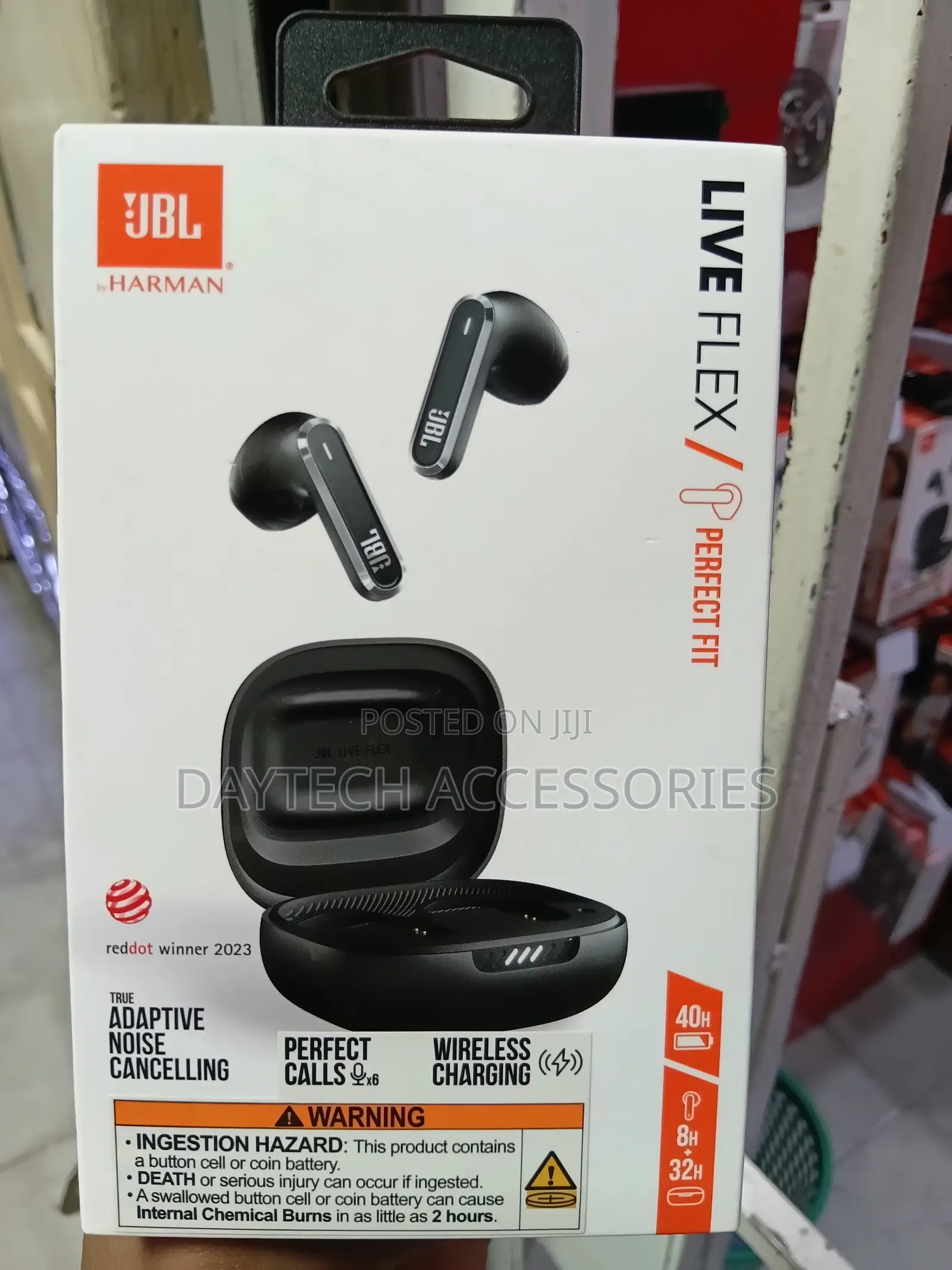 JBL Live Flex Perfect Fit Ear Buds in Black.