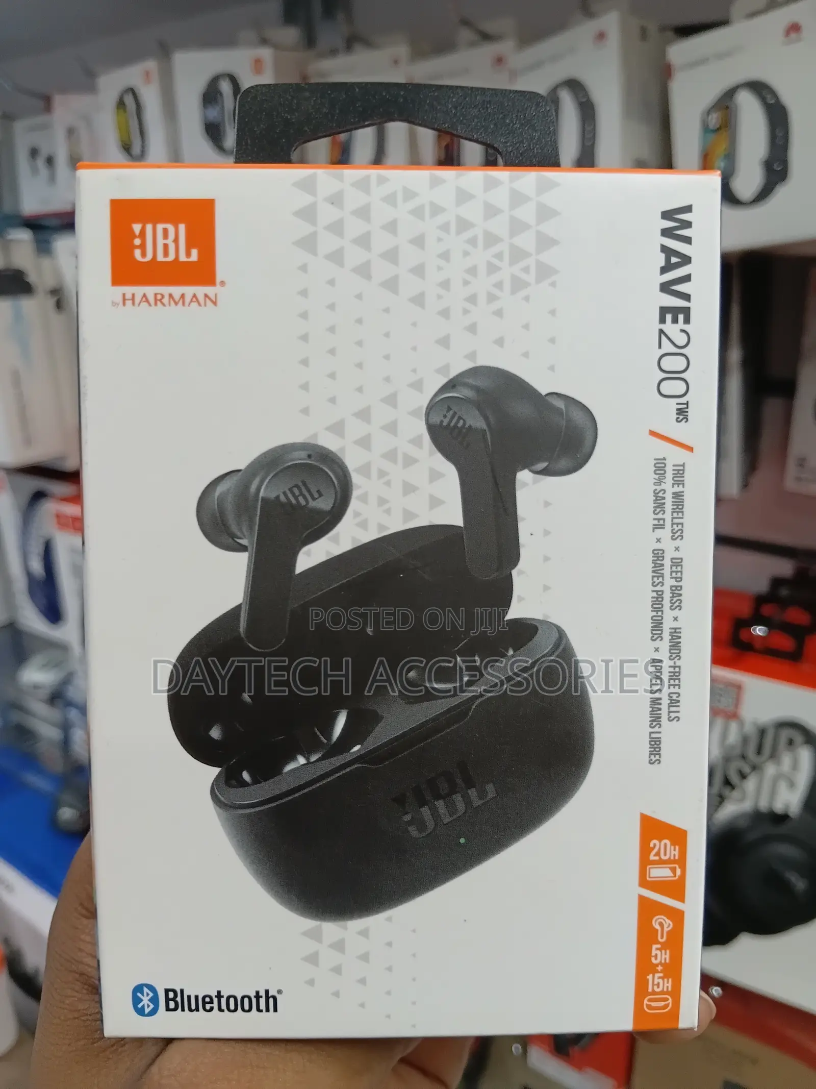 Black JBL Wave 200 True Wireless in Ear Earbuds With Mic