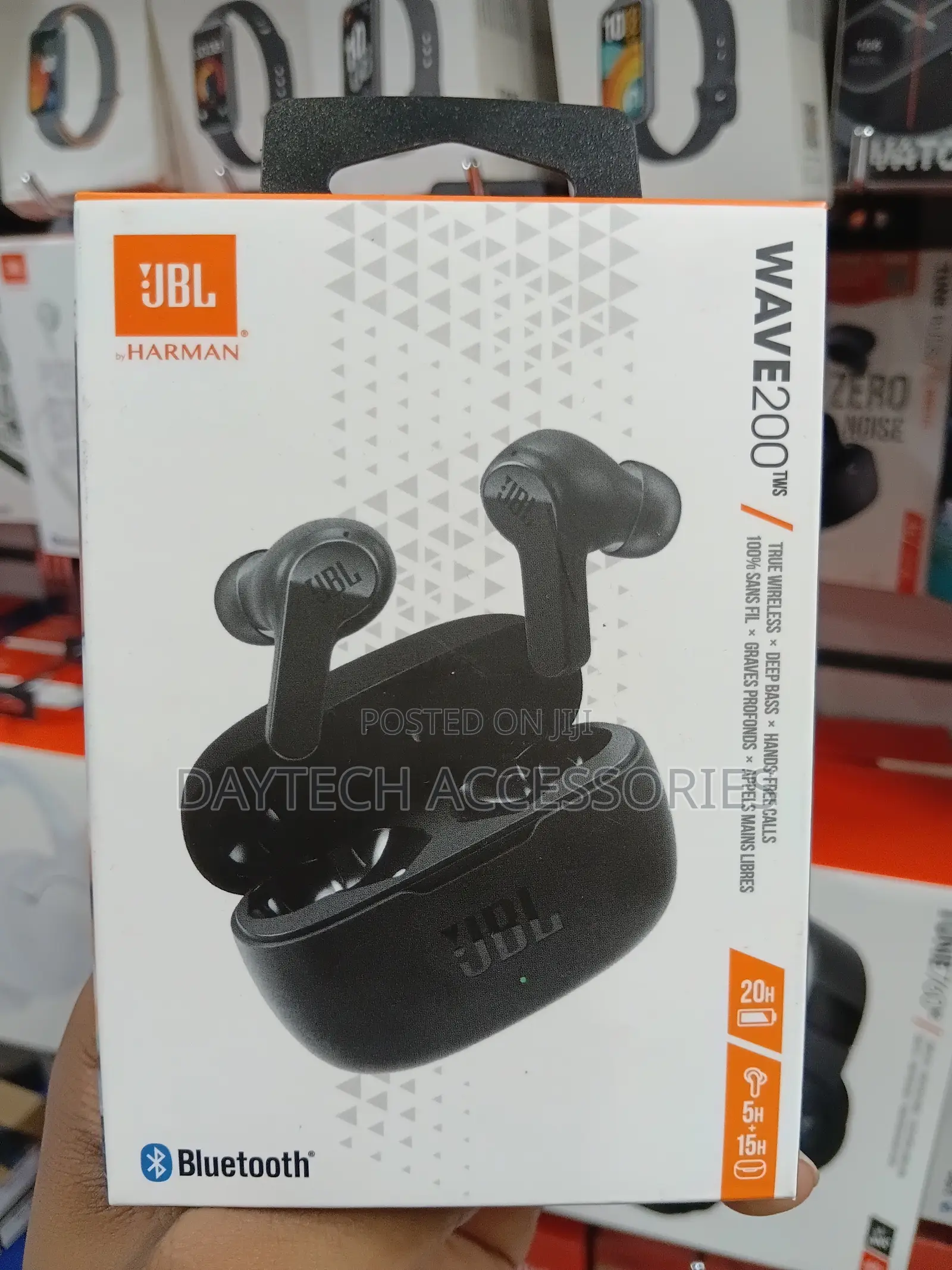 Black JBL Wave 200 True Wireless in Ear Earbuds With Mic