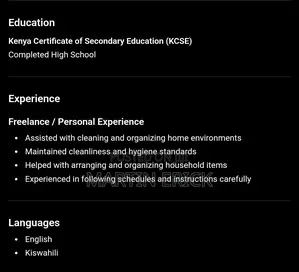 Cleaner CV Vaccancy