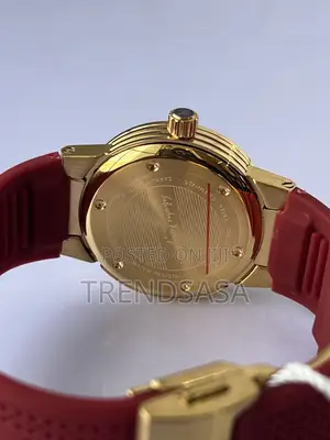 Ferragamo Ladies Yellow Gold Red Rubber Straps and Dial Watch