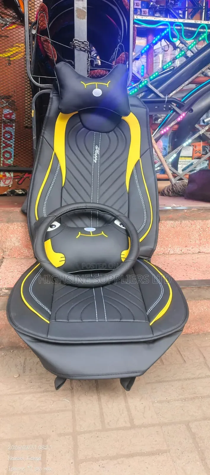 Leather Universal Fit Black and Yellow Seat Covers