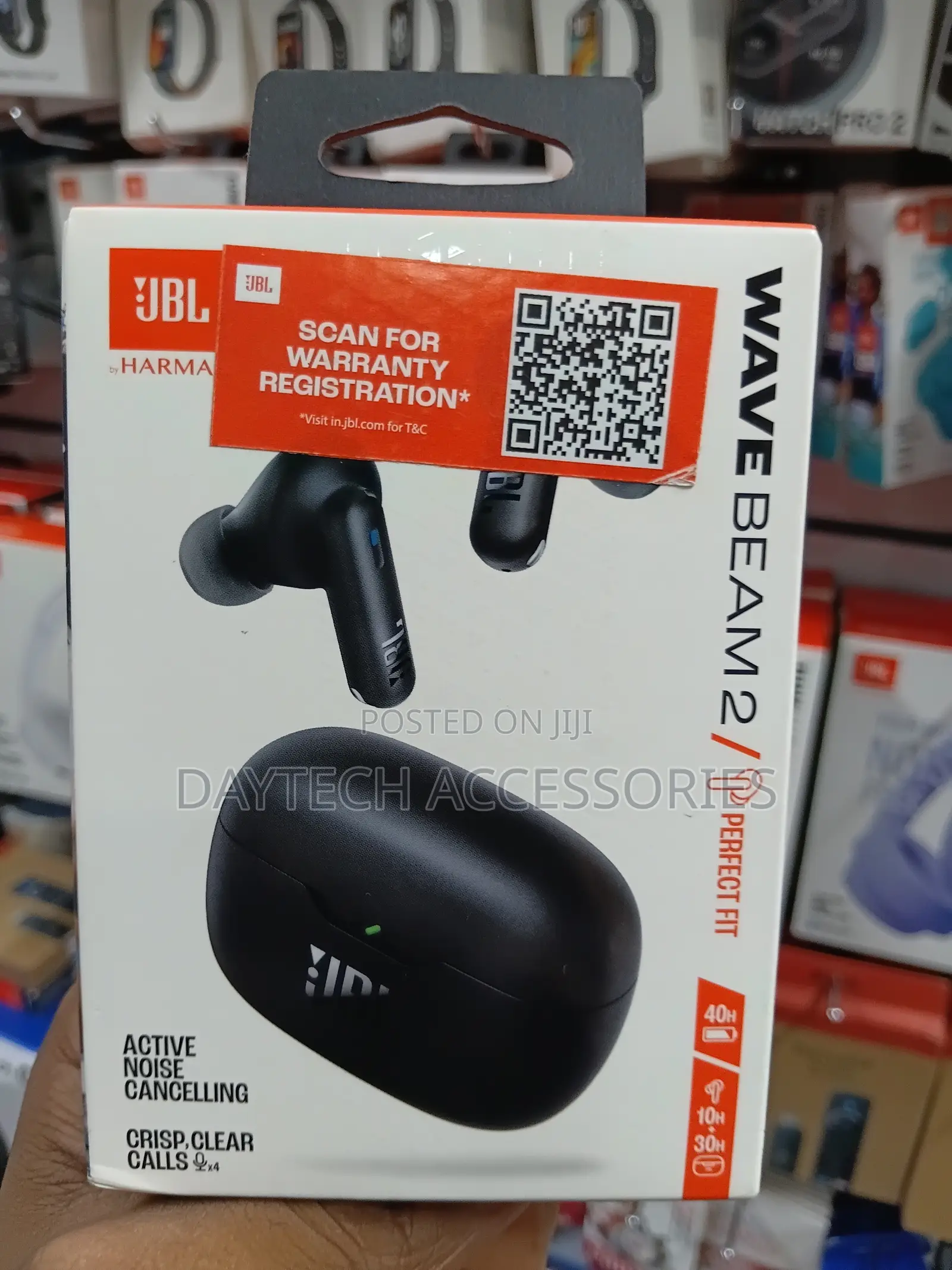 JBL Wave Beam 2 Wireless Earbuds in Black Featuring Anc.