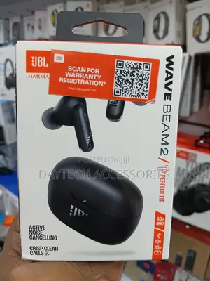 JBL Wave Beam 2 Wireless Earbuds in Black Featuring Anc.