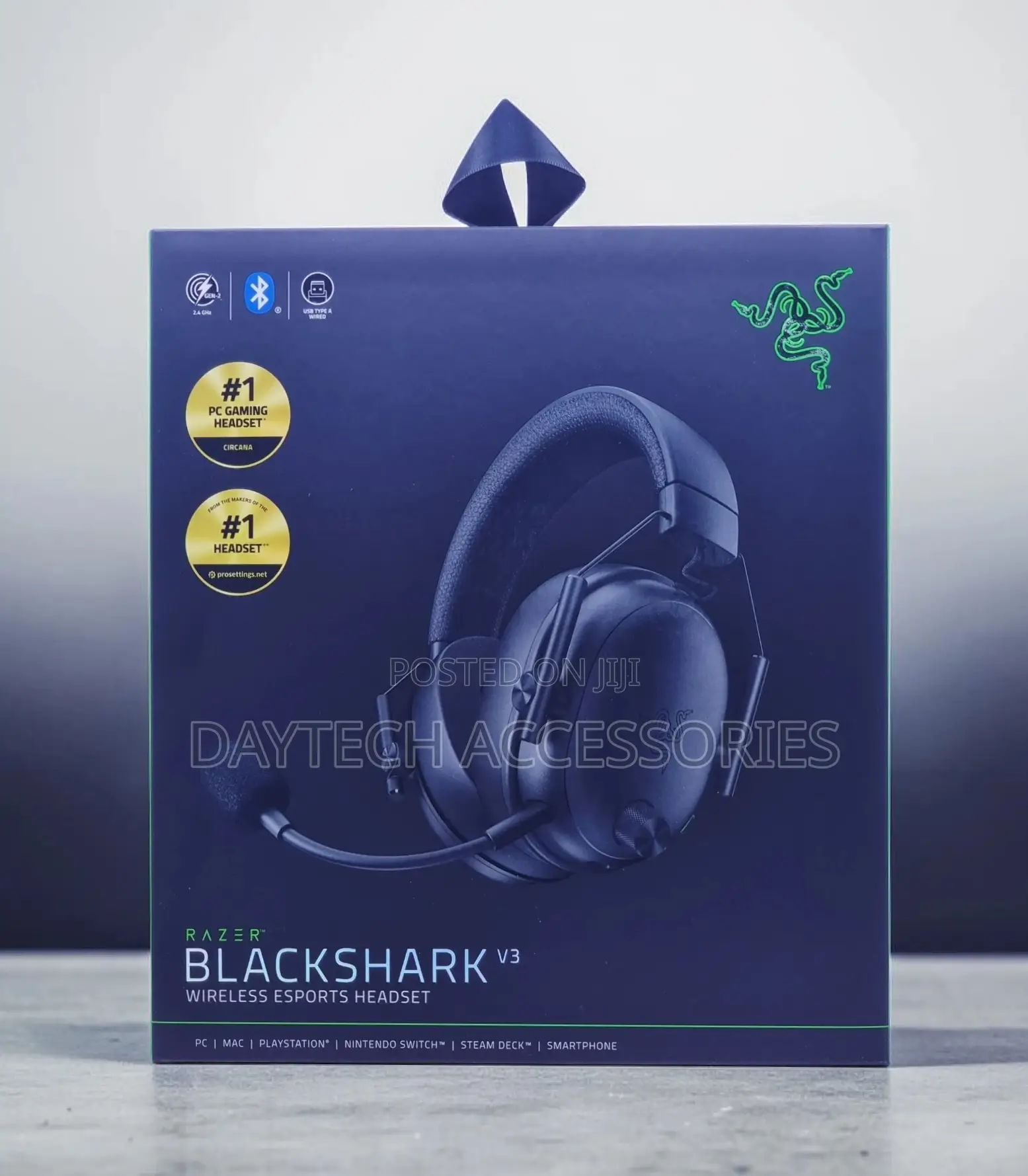 This Is a Razer Blackshark V3 Wireless Esports Headset in Black.