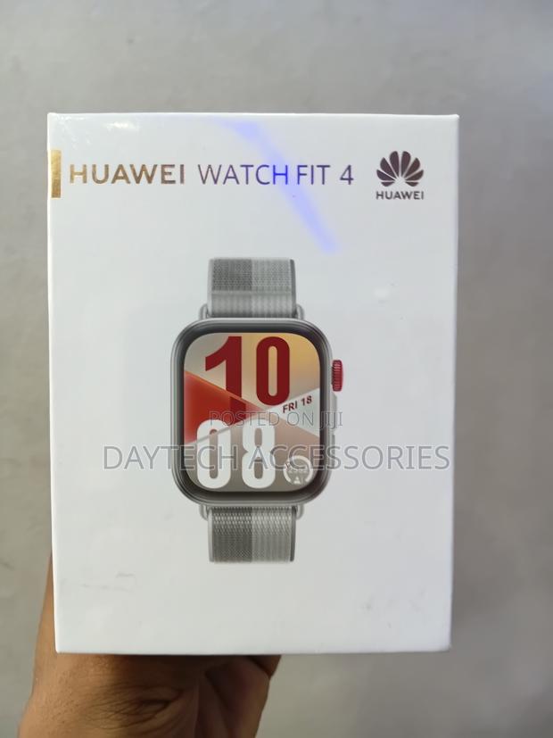 This Is a Huawei Watch Fit 4 Smart Watch With a Grey Strap.