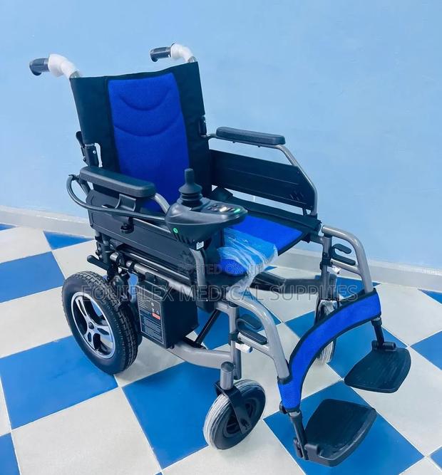 Blue Standard Electric Wheelchair (Motorized) - main view