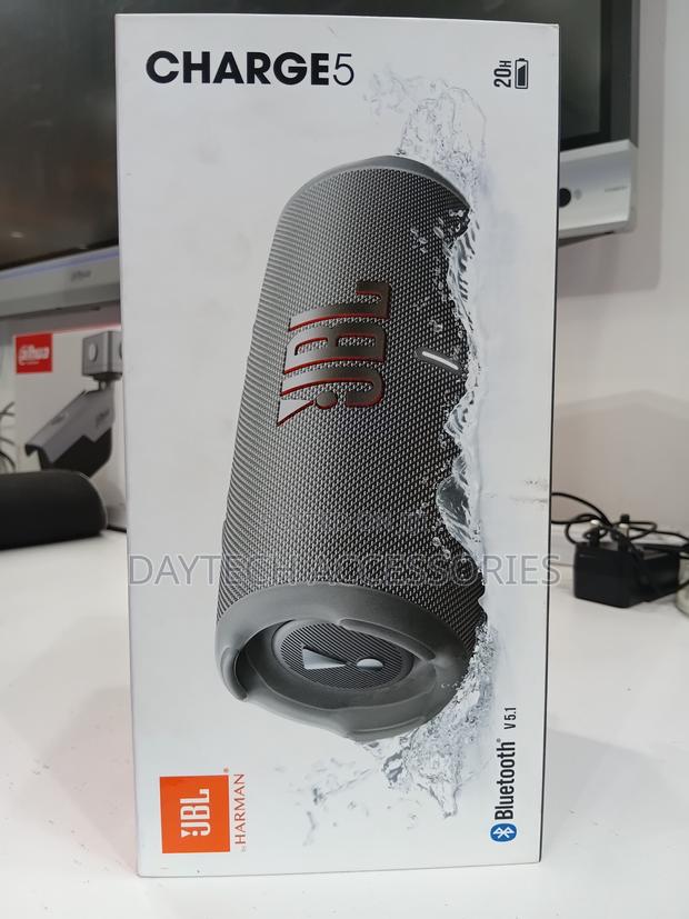 This Is a JBL Charge 5 Portable Waterproof Bluetooth Speaker in Grey. - thumbnail 2