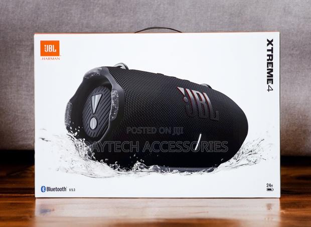 This Is a JBL Xtreme 4 Portable Waterproof Speaker in Black.