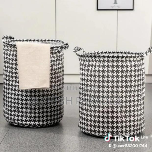 Foldable Houndstooth Laundry Hamper, Modern Fabric