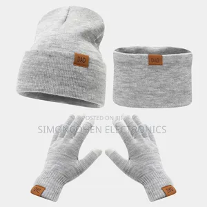 3pcs Knitted Hat Beanie Cap Winter Cold Proof Hat Scarf Gloves Sets