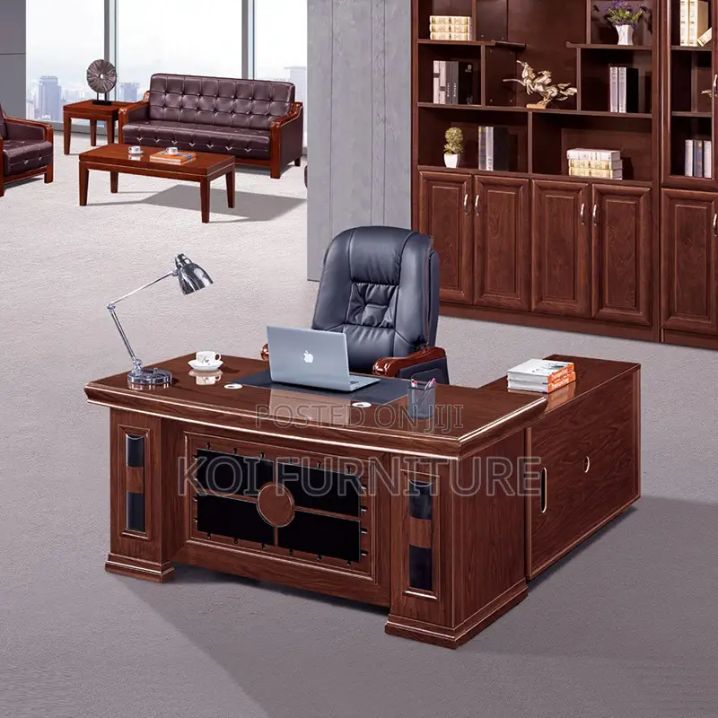 Office Desk : 1.6-Meter Mahogany Finish Executive Office Desk